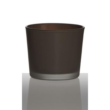 Großes Teelichtglas ALENA FROST, braun matt, 9cm, Ø10cm