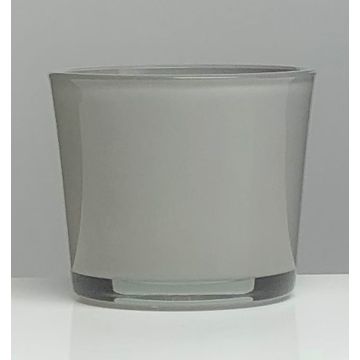 Übertopf aus Glas ALENA, grau, 12,5cm, Ø14,5cm