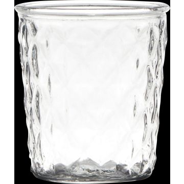 Kerzenglas IRYNA mit Rautenmuster, klar, 15cm, Ø13,5cm