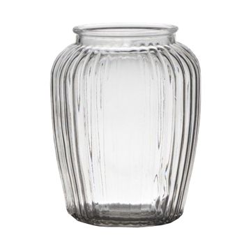 Glasvase NOLAN, längsstreifen, klar, 19,5cm, Ø15,5cm