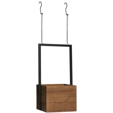 Blumenkasten AILSA aus Holz AILSA mit Metallhenkel, braun, 26x23,5x52cm