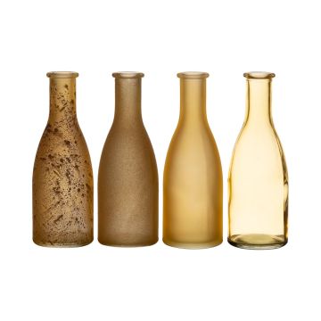 Deko Flaschen ANYA, Glas, 4 Stück, gelb-braun, 18cm, Ø6cm