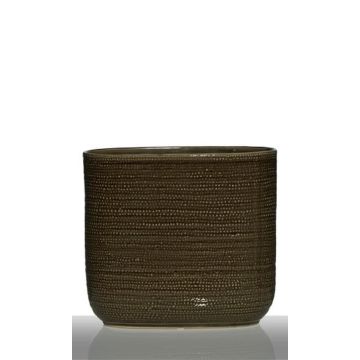 Blumengefäß ALICK mit Rillen, oval, braun, 27x12,5X24cm
