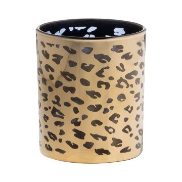 Teelichtglas SENGA, Leopardenmuster, gold, 8cm, Ø7cm