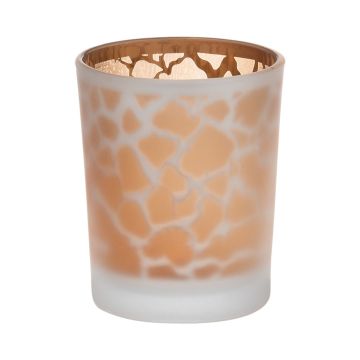 Teelichtglas SENGA, Giraffenmuster, matt-gold, 6,5cm, Ø5,5cm