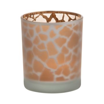Teelichtglas SENGA, Giraffenmuster, matt-gold, 8cm, Ø7cm