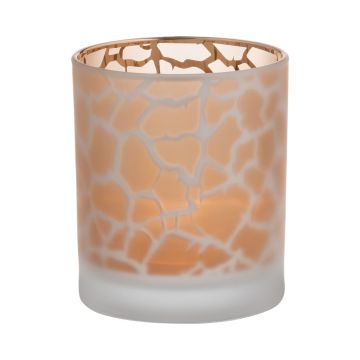 Teelichtglas SENGA, Giraffenmuster, matt-gold, 10cm, Ø9cm
