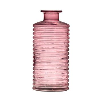 Glas Flasche STUART mit Rillen, rosa-klar, 31cm, Ø14,5cm