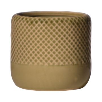 Keramik Blumentopf DANYLO, Rautenmuster, grün-braun, 10,5cm, Ø12cm