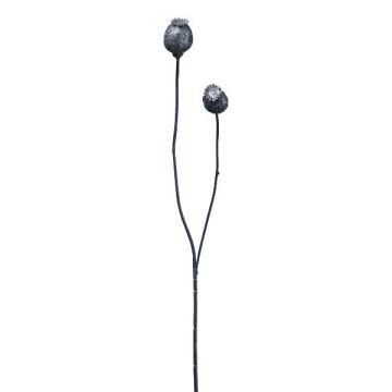 Deko Zweig Mohnkapseln ORIONLA, dunkelblau, 65cm, Ø3,5-4cm