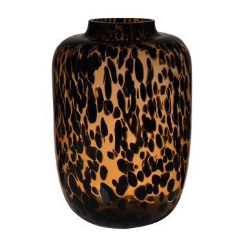 Deko Vase RUSSELL, Glas, Leopardenmuster, braun-klar, 42cm, Ø29cm Deko Vase RUSSELL, Glas, Leopardenmuster, braun-klar, 42cm, Ø29cm