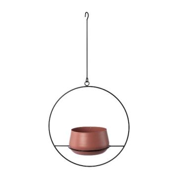 Metall Blumenampel QUINLEE, Metallring, beere-schwarz, 36x18x70cm