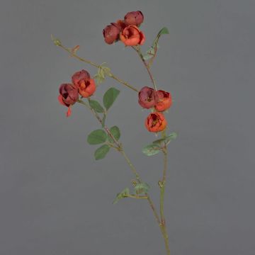 Künstlicher Kohl-Rosen Zweig LORRAINE, Eco Collection, rot-orange, 60cm, Ø3cm