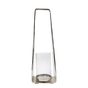 Laterne MORGANNE aus Aluminium, mit Henkel, silber, 20x12x60cm