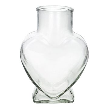 Glas Blumenvase FILIPA in Herzform, mit Fuß, transparent, 15,5x8x22cm