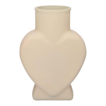 Glas Blumenvase FILIPA in Herzform, mit Fuß, sand-matt, 15,5x8x22cm