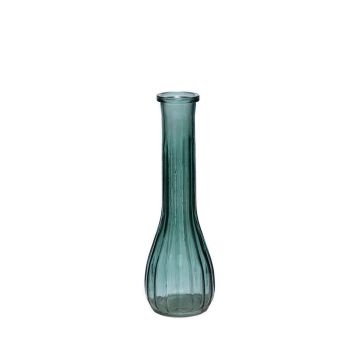 Vase aus gewellten Glas KOSTA, petrolblau-klar, 21,5cm, Ø7cm