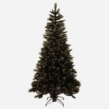 Künstlicher Tannenbaum ASKER SPEED mit Zapfen, Goldschimmer, schwarz, 225cm, Ø120cm