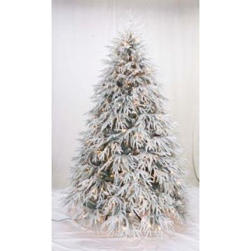 Kunst Tannenbaum BRYNE mit Zapfen, Frostoptik, LEDs, 195cm, Ø140cm