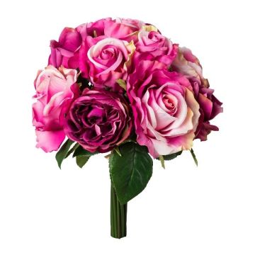 Kunstblumen Strauß Rosen GABLON, pink-violett, 35cm
