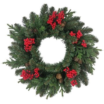 Kunst Tannenkranz STAVANGER, Fichte, Beeren, Zapfen, grün-rot, Ø50cm