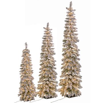 Schmale künstliche Tanne LEKNES, beschneit, LEDs, 180cm, Ø45cm Schmale künstliche Tanne LEKNES, beschneit, LEDs, 180cm, Ø45cm