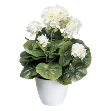 Kunstblume Geranie KLUMOR im Melamin-Übertopf, creme, 35cm