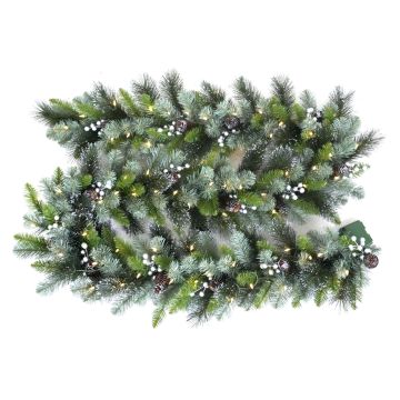 Kunst Tannengirlande WISCONSIN, silber geschmückt, Glitzer, LEDs, 275cm, Ø30cm