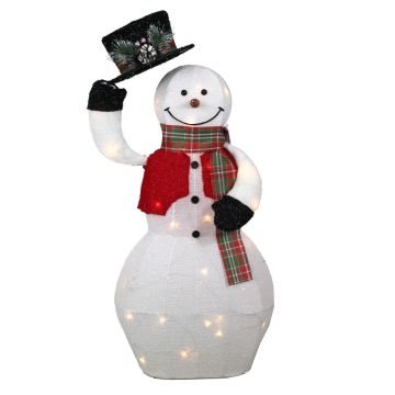 Deko Schneemann COLWOOD mit Bewegungsfunktion, LEDs, weiß-rot-schwarz, 45cm