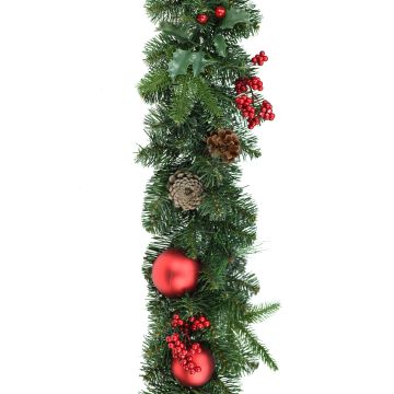 Kunst Tannengirlande VISALIA, grün, Früchte, 180cm, Ø30cm