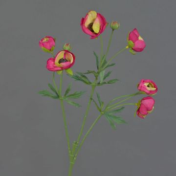 Ranunkel künstlich YARIS, pink-grün, 65cm, Ø3-4,5cm