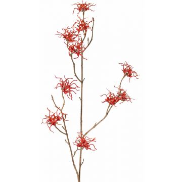 Künstlicher Zaubernuss Zweig XYLA, Blüten, orange-rot, 70cm, Ø5cm