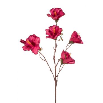 Kunst Hibiskus Zweig URLANDO mit Blüten, pink, 85cm, Ø7-11cm