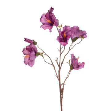 Kunst Hibiskus Zweig URLANDO mit Blüten, violett, 85cm, Ø7-11cm