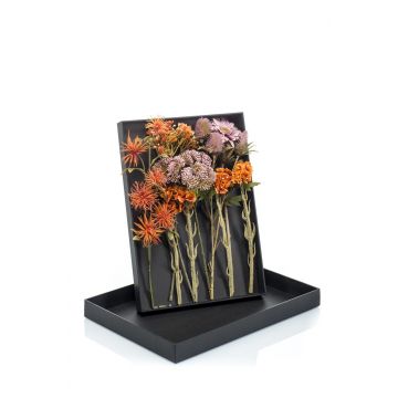 Kunstblumenstrauß zum Selbstbinden JADEA in Geschenkebox, orange-lila, 30cm, Ø18cm