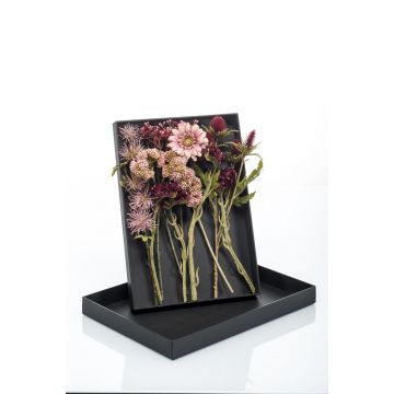 Kunstblumenstrauß zum Selbstbinden JADEA in Geschenkebox, lila-burgunderrot, 30cm, Ø18cm