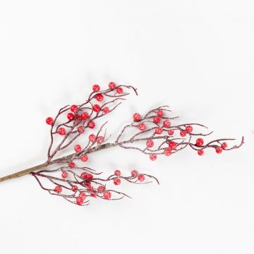 Kunst Schneebeeren Zweig STARIAN mit Früchten, gefroren, rot, 50cm
