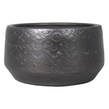 Keramik Schale MAIVIN, Rautenmuster, schwarz, 14cm, Ø29cm