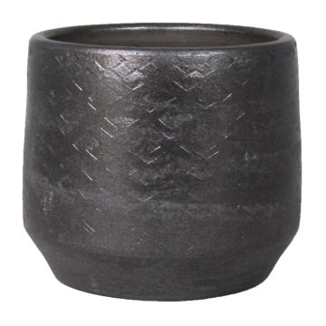 Keramik Übertopf MAIVIN, Rautenmuster, schwarz, 36cm, Ø39cm