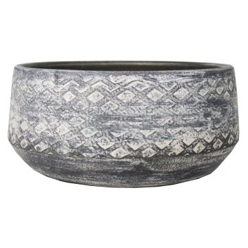 Keramik Schale MAIVIN, Rautenmuster, grau, 14cm, Ø29cm