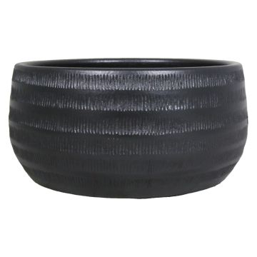 Obstschale Keramik TIAM mit Rillen, schwarz-matt, 14cm, Ø29cm