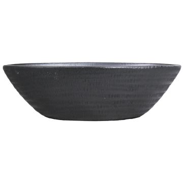 Obstschale Schiffchen Keramik TIAM mit Rillen, schwarz-matt, 47x23x14cm