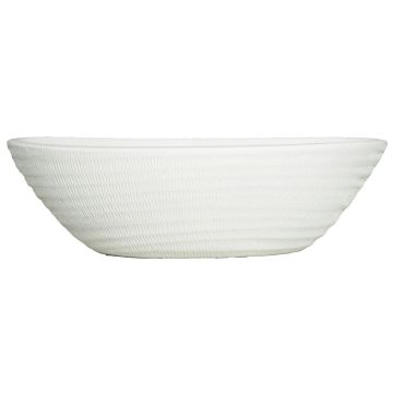 Obstschale Schiffchen Keramik TIAM mit Rillen, weiß-matt, 41x16x13cm