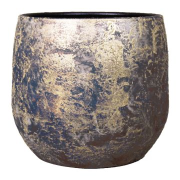 Keramiktopf im Retro Style MAGO, Wischoptik, gold, 14cm, Ø16cm