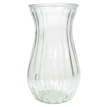 Dekovase CAITRIA mit Rillen, Glas, klar, 22,5cm, Ø13cm