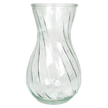Dekovase aus Glas CARMILLA mit gedrehten Rillen, klar, 22cm, Ø13cm
