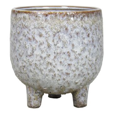 Blumentopf aus Keramik NOREEN, gesprenkelt, auf Füßen, grau-braun, 10,5cm, Ø11cm