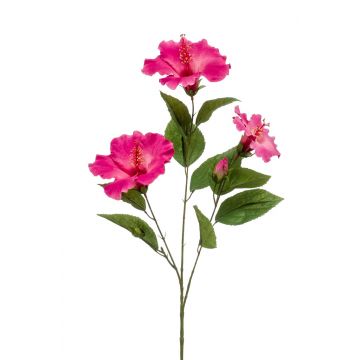 Künstlicher Hibiskus Zweig AMADOU mit Blüten, pink, 80cm