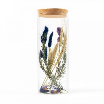 Trockenblumen im Glas IRAH, blau-lila, 25cm, Ø10cm