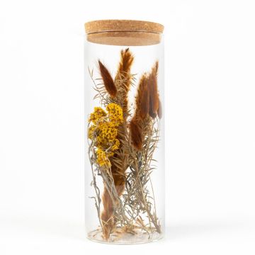 Trockenblumen im Glas LEIRA, braun-gelb, 25cm, Ø10cm